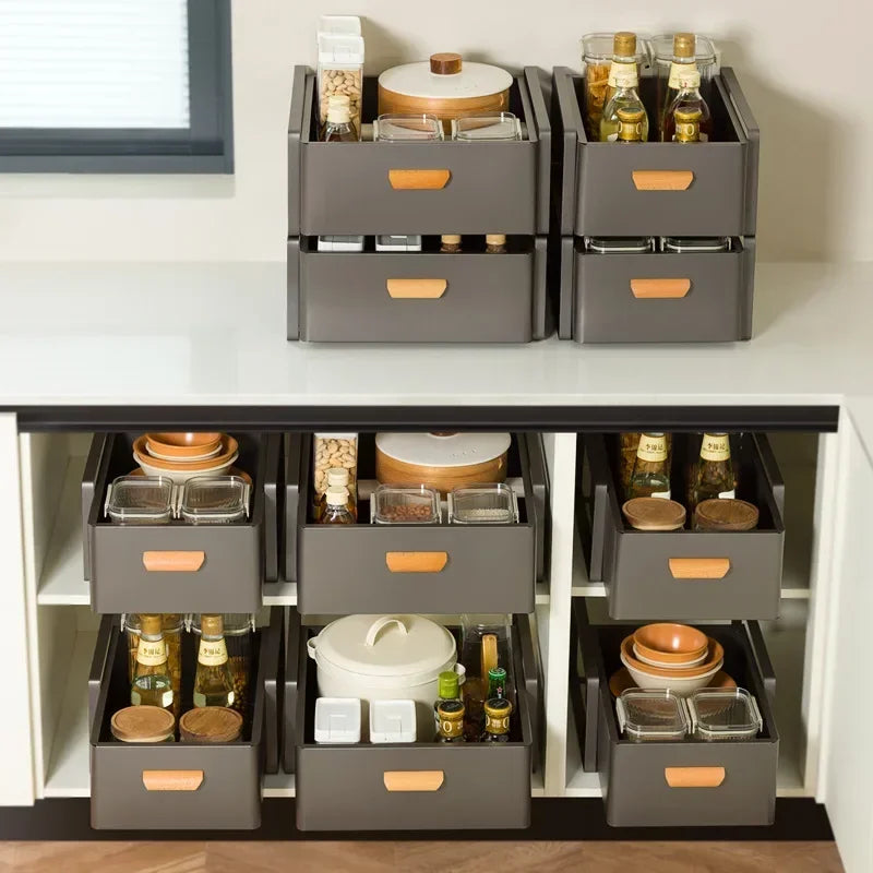 Multi-functional Kitchen Lower Sink Shelf Seasoning Dishes Pull-out Storage Box Sink Storage Rack Cabinet Pull Basket Layer Rack Oasis Select