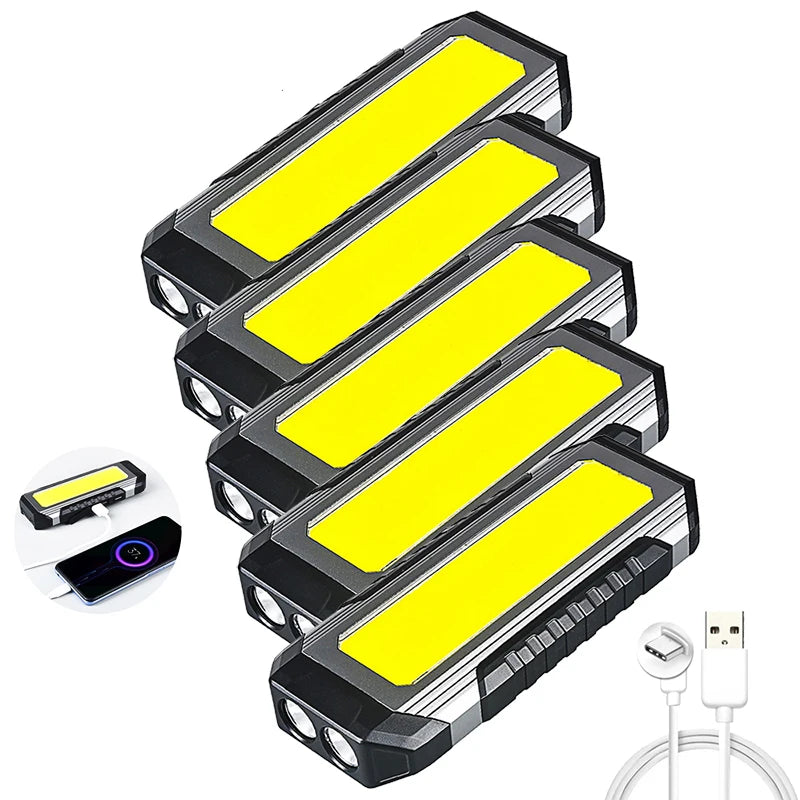 KDULIT Waterproof with Magnet Flashlight Portable COB Work Light LED 4000mAh Flashlights Multimode 18650 Camping Torch Light Oasis Select G059 5PCS