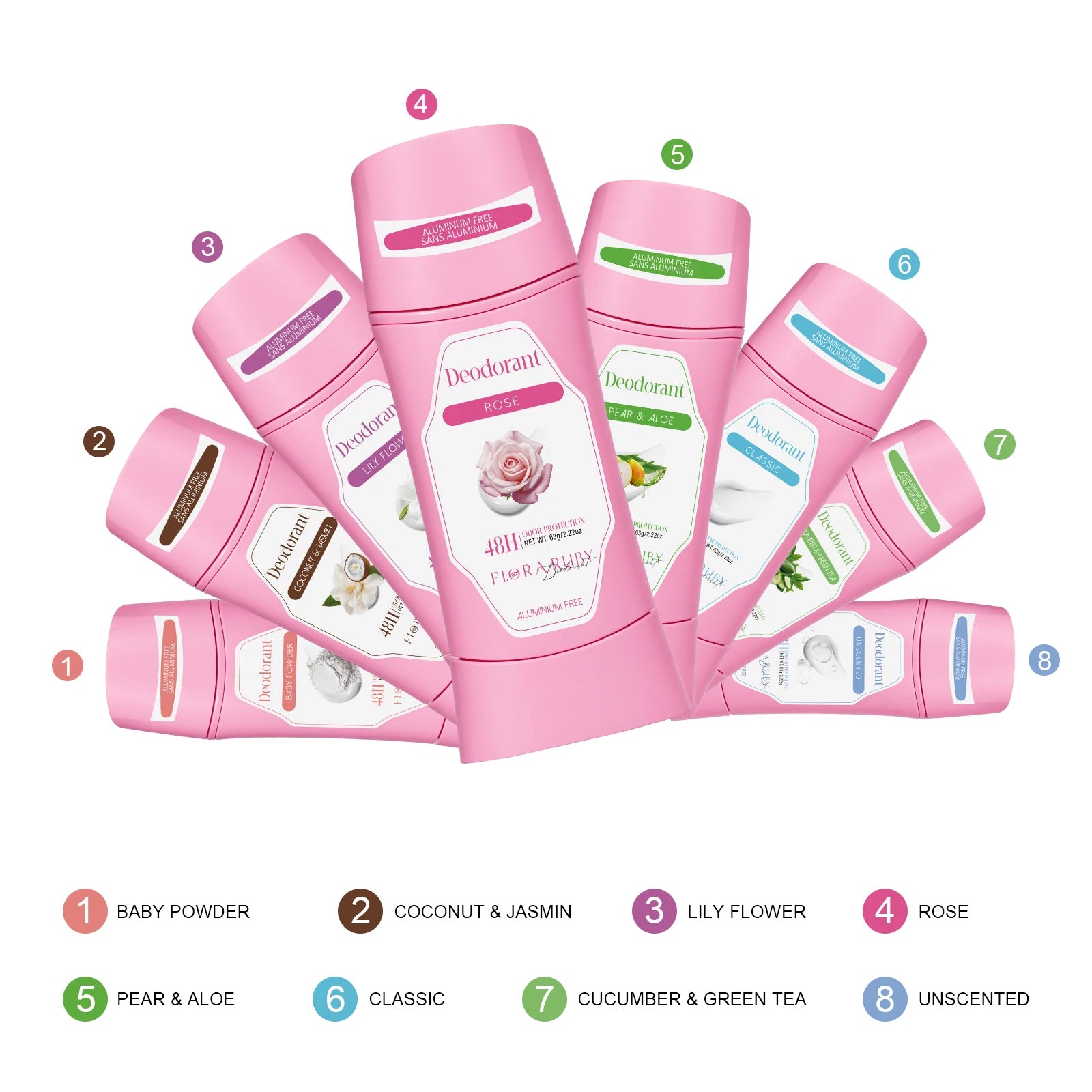 Flora Ruby 63g/Stick 48 Hour Female Deodorizer Long Lasting super fresh Scent Suppress Odor And Eliminate odor Suitable for use Oasis Select