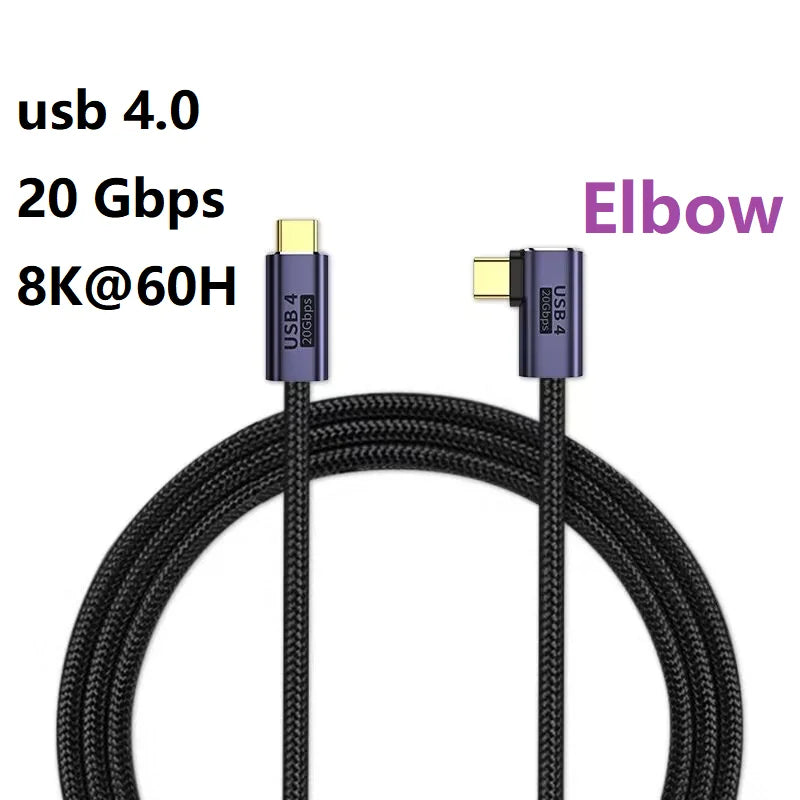 PD 100W 5A Fast Charging USB4.0 Thunderbolt 3 40Gbps 20Gbps Data Cable USB C to Type C 4K 8K@60Hz Video Cable For Macbook Pro Oasis Select 20Gbps Elbow 0.5m