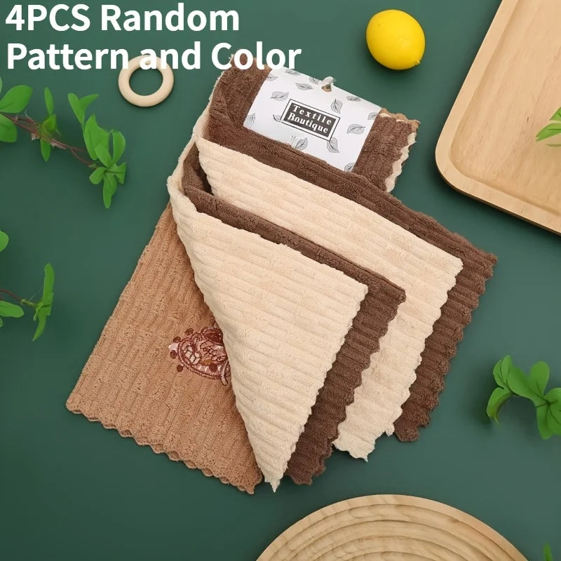 4PCS brown cloth, suitable for household use, perfect for cleaning in the kitchen, bathroom, and bedroom Oasis Select