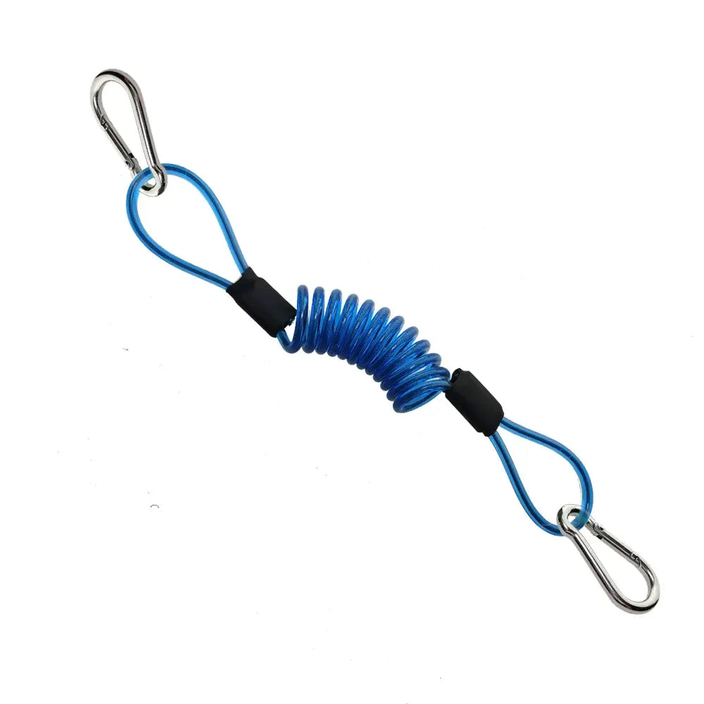 Heavy Duty Stainless Steel Coiled Tool Lanyard With Marine Grade Carabiner For Scuba Diving Camera Tool Accessories Snap Hook Oasis Select Blue
