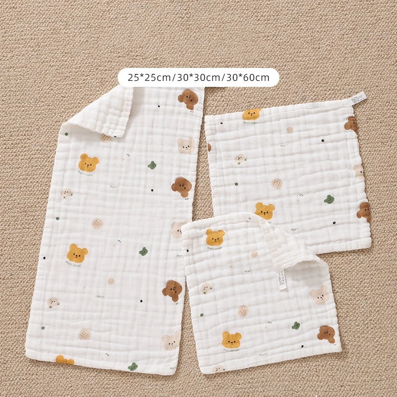 Baby Cotton Muslin Towel Bib Newborn Ultra-Soft Cotton Square Towel Baby-Specific Face Wash Towel Gauze Towel for Children Oasis Select
