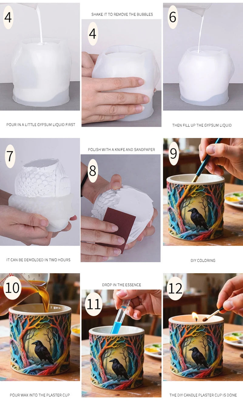 DIY Resin Casting Molds Scented Candle Cups & Vases Silicone Storage Molds Raven Perch Plaster Cup Molds Oasis Select