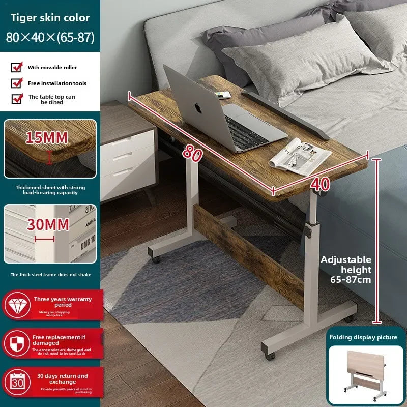Folding table mobile small table bedside foldable lift coffee table standing with gurney bedside laptop desk Durable Oasis Select 80 40 tiger skin