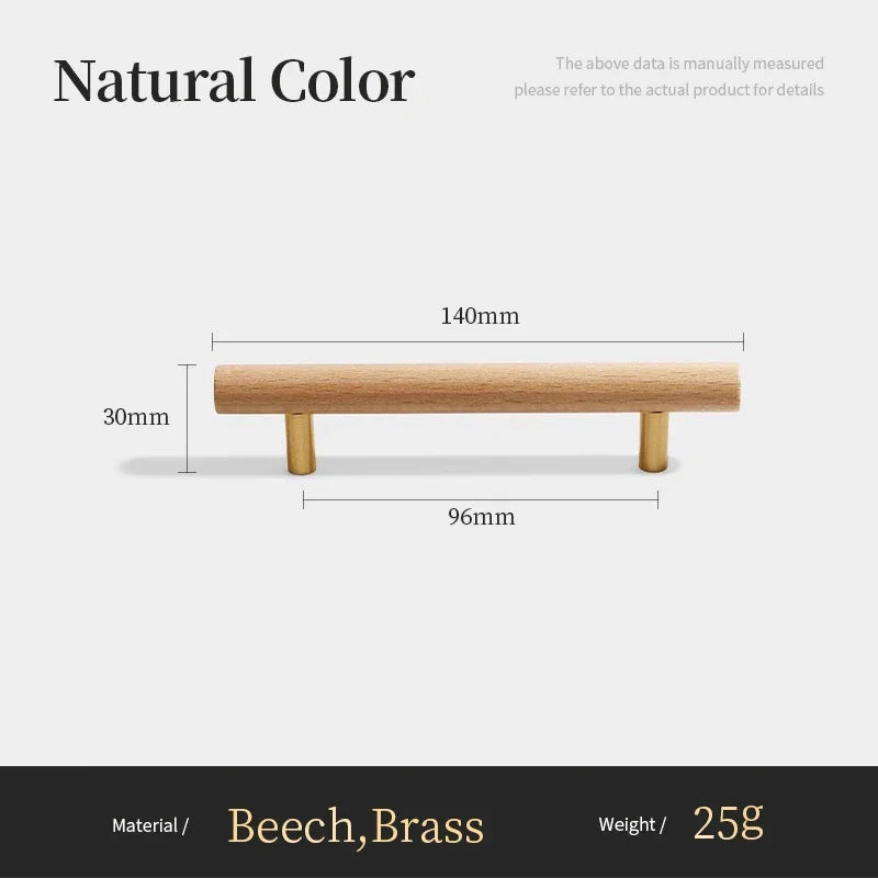 Nordic Walnut Wood Handle T Bar Drawer Knobs Cupboard Long Pulls Kitchen Cabinet Door Handle Furniture Decorate Pulls and Knob Oasis Select B7-96mm