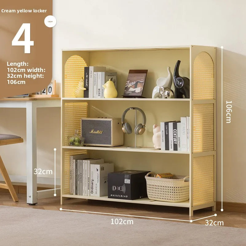 Bookcase integrated against the wall Student household bookshelf Floor-to-ceiling shelf Living room storage Multi-layer locker Oasis Select Milk white 4-102