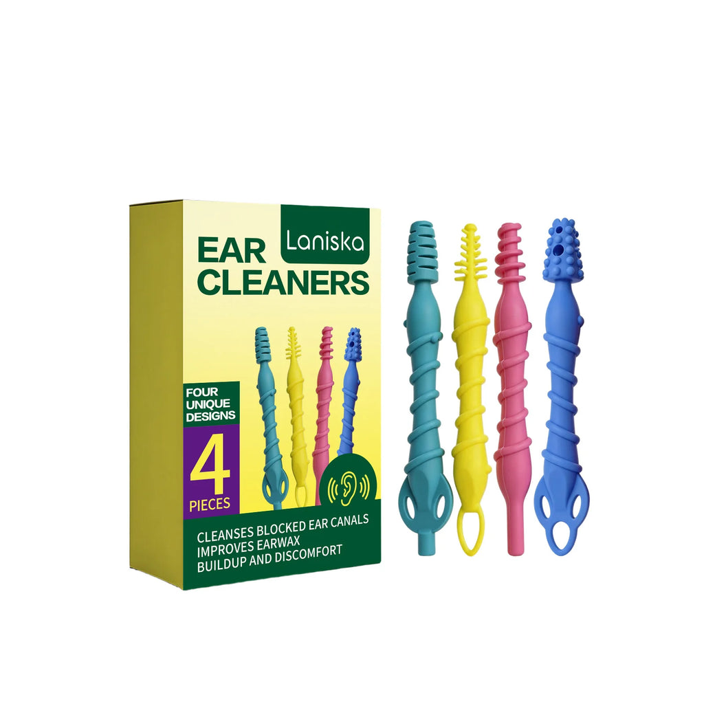 4Pcs Silicone Ear Wax Remover Tool Kit 4 Unique Heads Painless Ear Canal Cleaner Removes Earwax Buildup Relieves Discomfort Oasis Select 4pcs