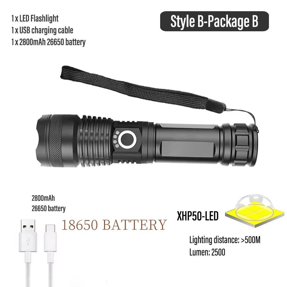 ESMARTER 30W LED Rechargeable Tactical Flashlight | 1500m Beam