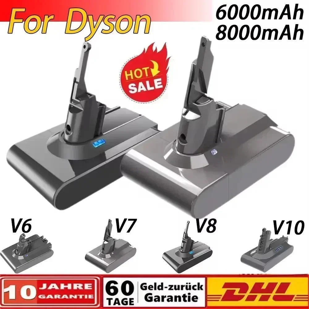 8000mAh for Dyson V6 V7 V8 V10 Rechargeable Bateria SV10 SV11 SV12 SV09 Vacuum Cleaner Battery DC58 Battery for Sony Battery Cel Oasis Select