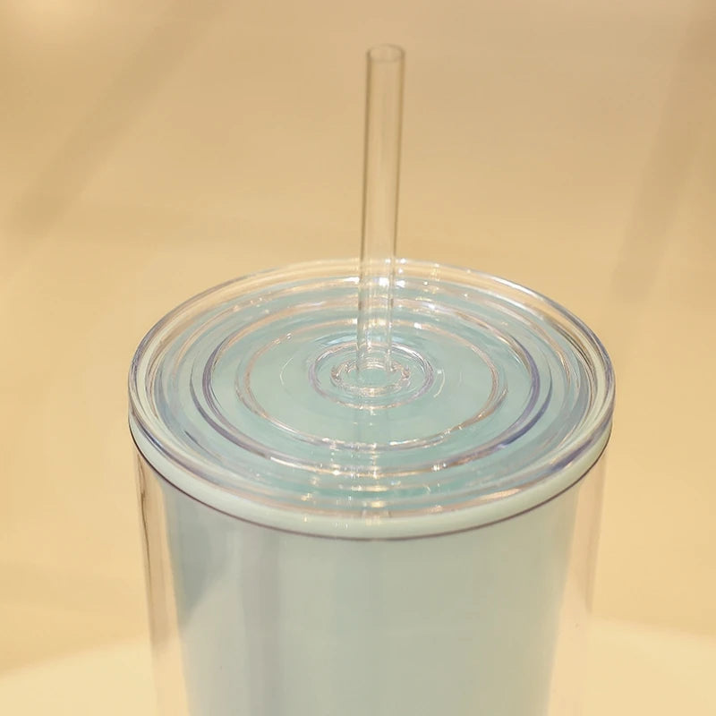 750ml Plastic Straw Cups Double-Layer with Straw Large Capacity Reusable Water Bottle for Drinking Coffee Mug Juice Milk Cup Oasis Select