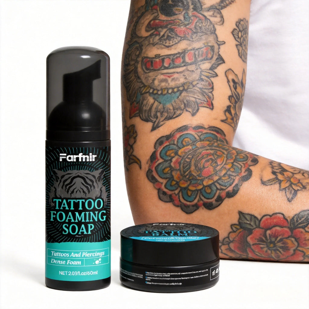 TATTOO BALM TATTOO FOAMING SOAP cleanses and moisturizes, maintains clarity, and makes ink brighter. Suitable for all skin types Oasis Select TATTOO Cleaning set