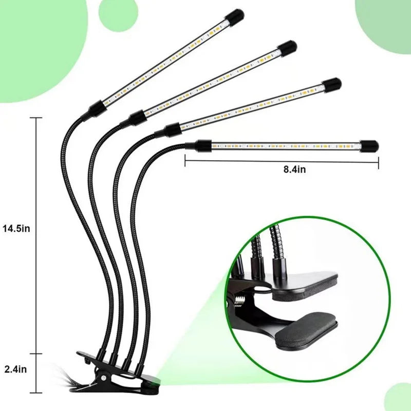 SHINEKNOT 4-Head Full Spectrum LED Grow Light | Remote & Timer