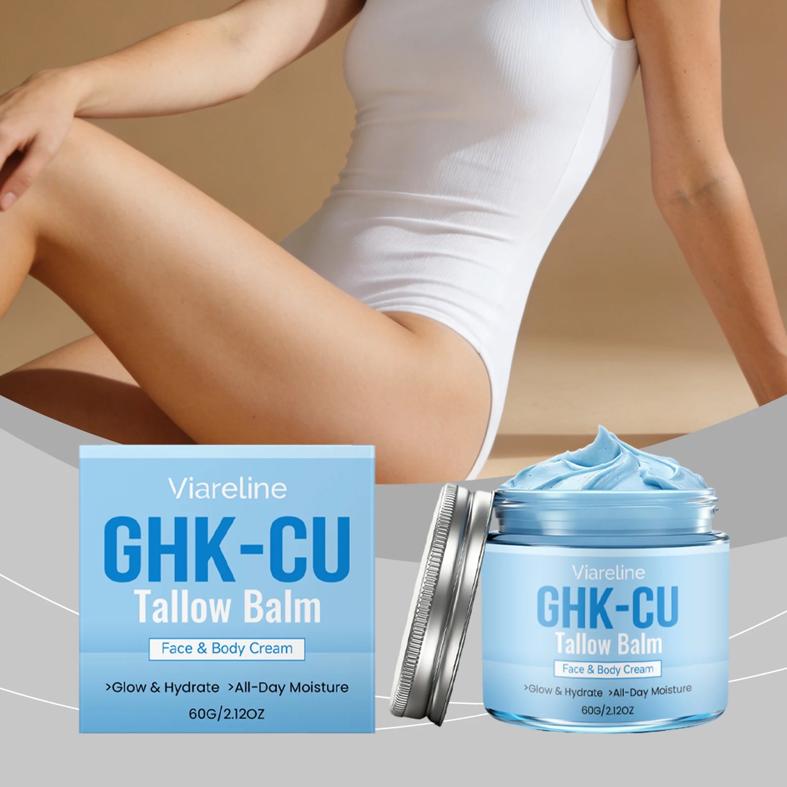 Ghk-Cu Tallow Balm Face & Body Cream Moisturizer Hydrating Nourishing Firming Radiance Boost Lightweight Fast Absorbing Skincare Oasis Select