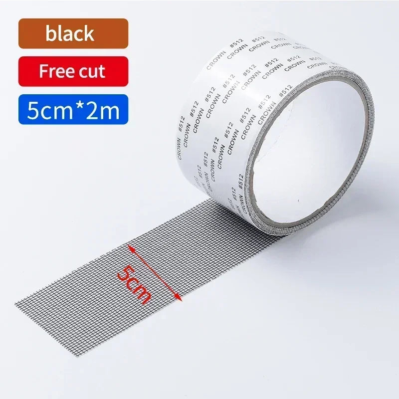 Waterproof Window Screen Repair Tape Window Fix Self-adhesive Net Patch Anti-Insect Mosquito Mesh Broken Hole Repair stick Oasis Select Black 1pcs