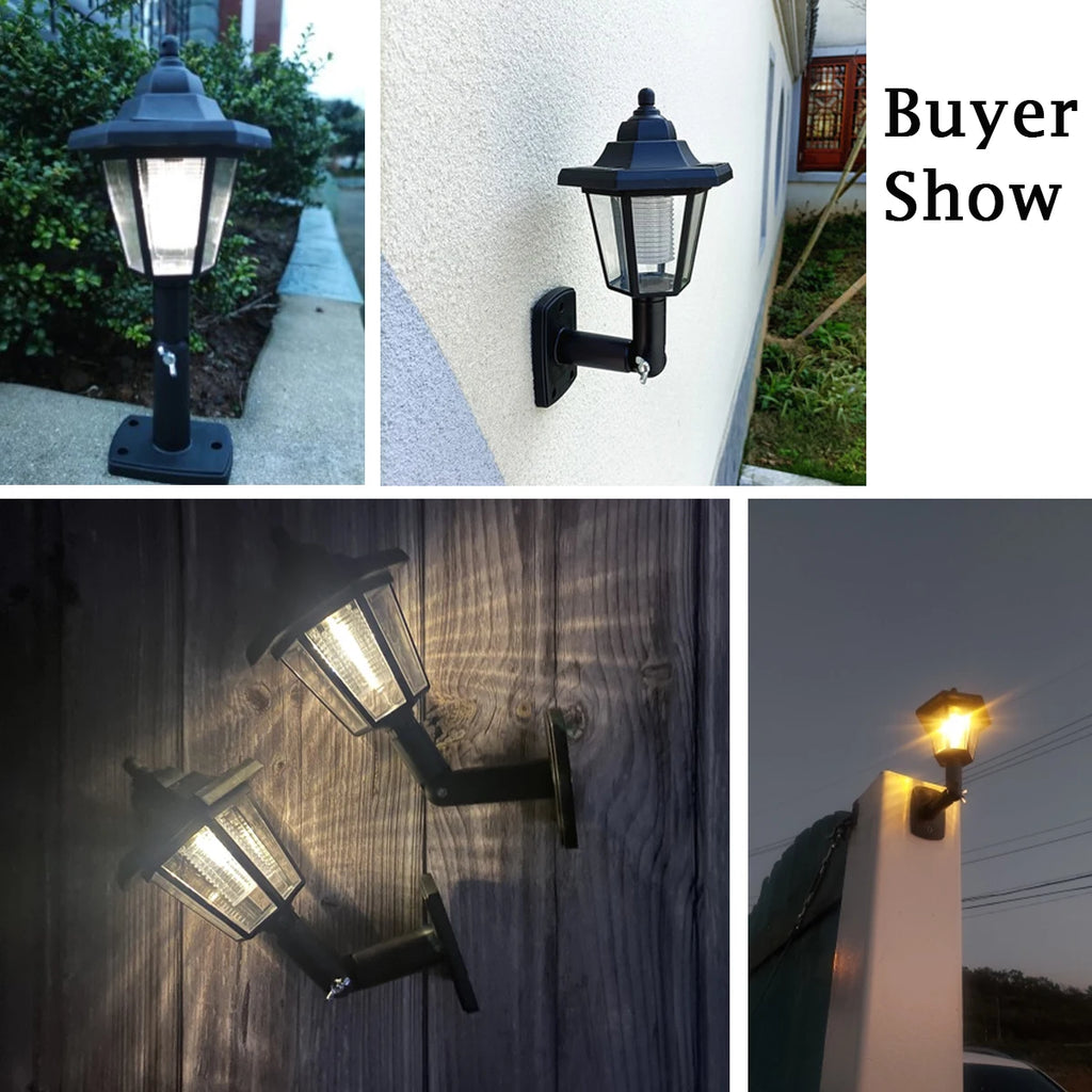 Retro Solar Hexagonal Wall Lantern – IP44 Waterproof Garden Light
