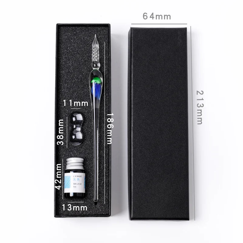 Jellyfish Dip Pen Three-Piece Glass Pen Set Sign Pen Crystal Student Glass Pen Stationery Gift Pen Oasis Select 7