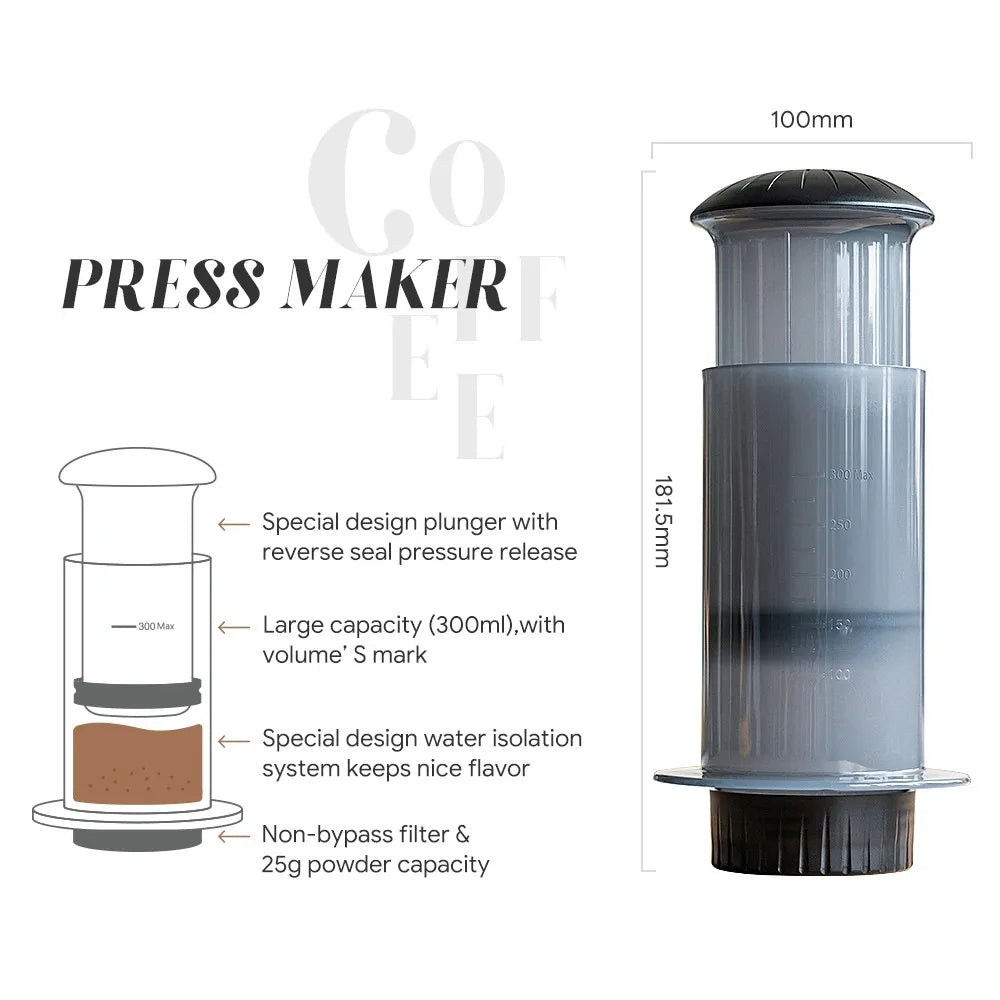 Espresso Portable Coffee Maker French Press Coffee Pot Kitchen Supplies for Aeropress Cafe Press Machine with Filter Paper Kit Oasis Select