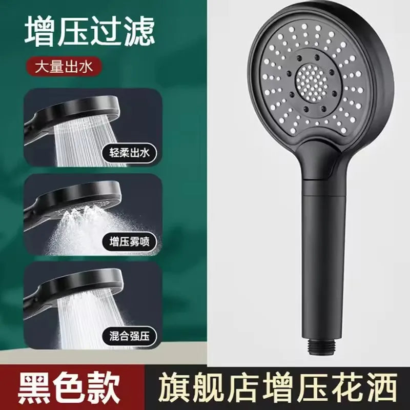 12CM Big Panel Handheld Shower Head 3 Functions Pressurized Water Saving Shower Head Faucet Replacement Bathroom Accessories Oasis Select Black 120mm Shower