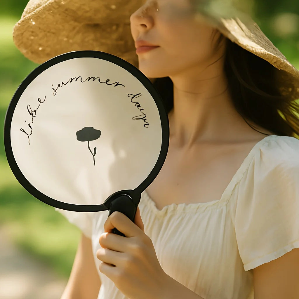 Portable Handheld Folding Fan with Storage Pouch - Compact Manual Cooling Fan Suitable for Summer, Travel, Beach & Parties Oasis Select