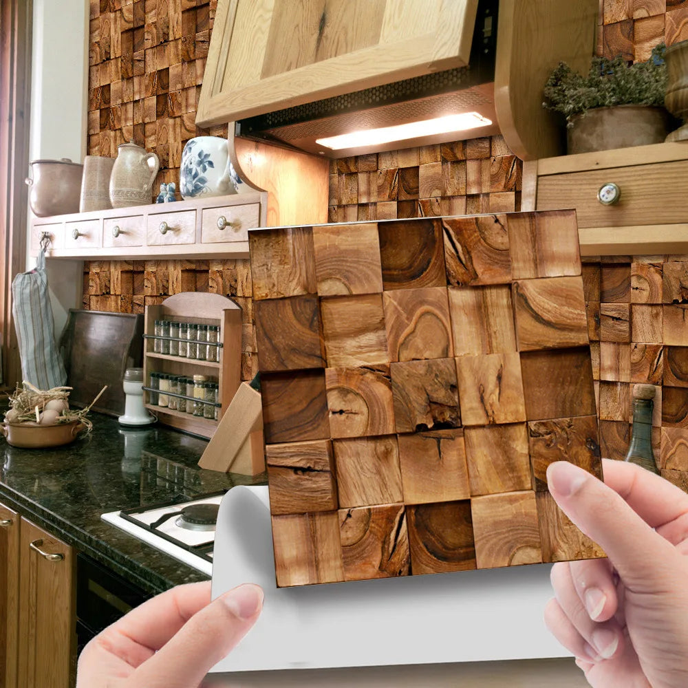 Imitation wood grain texture tiles pasted antique self-adhesive tiles pasted retro wall stickers can be removed Oasis Select WDT017 15cm x 15cm 20pcs