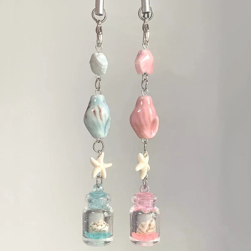 Transparent Keychain Cute Wind Chime Pendant Keyring Mobile Phone Lanyard Kawaii Bag Decorative Accessories Home Decorations Oasis Select