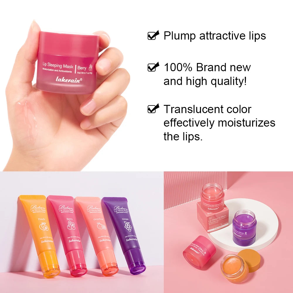Lip Balm & Lip Mask Set Moisturizing Night Lips Care Multiple Colors Makeup Maintenance Lip Anti-Cracking Lip Oil Care Cosmetic Oasis Select