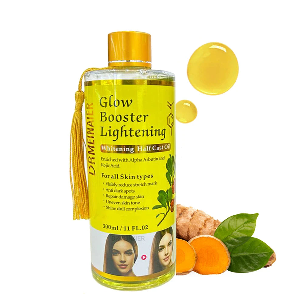 Face Ligthening Massage Oil with Arbutin Kojic Acid, Turmeric Oil for Glowing Skin, Brightening Moisturizing Peeling Oil 300ml Oasis Select