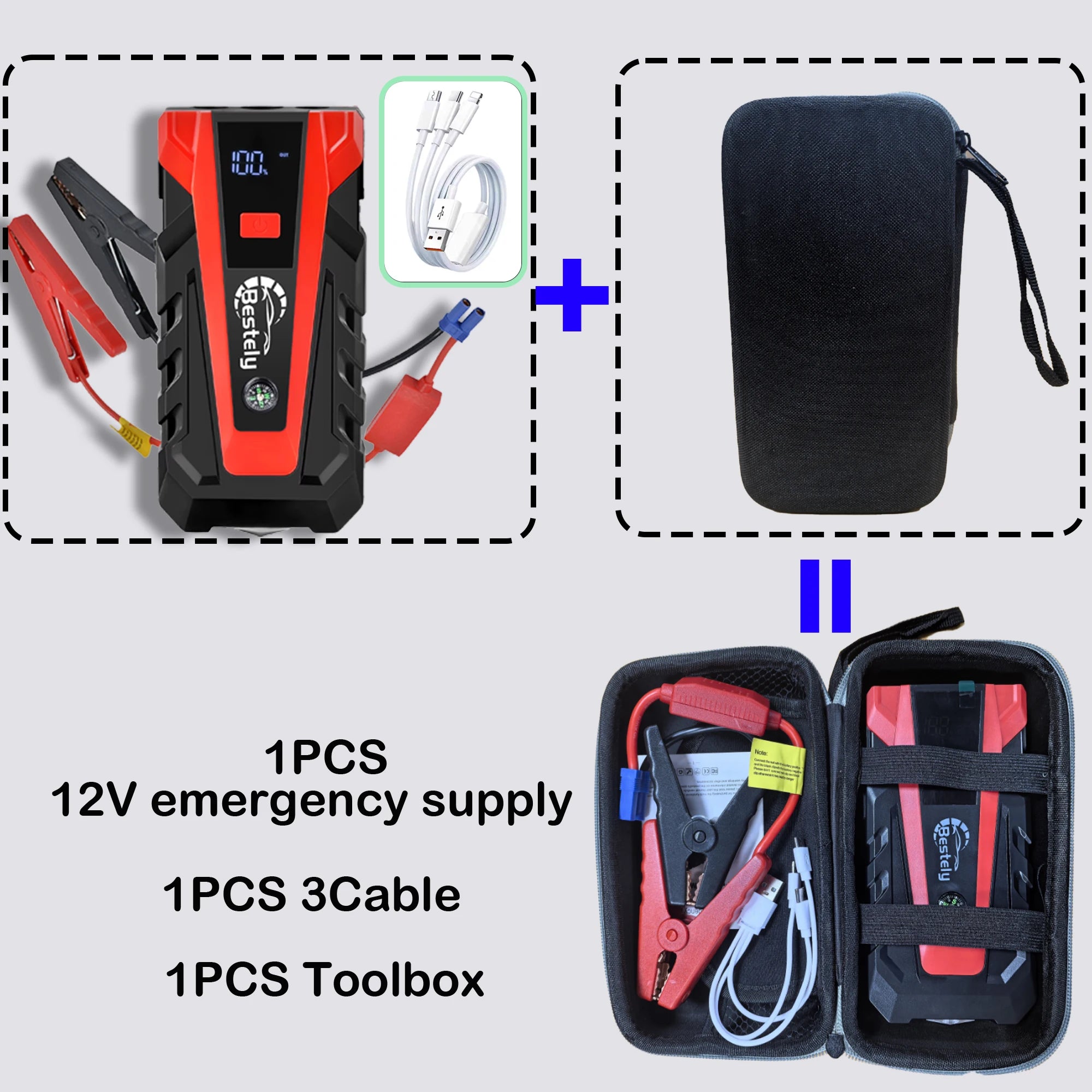 Jump Starter Power Bank 12V Booster for Car Start 3000A Battery Quick Charger Portable Auto Starting Device Powerbank Oasis Select 1PCS starter and box