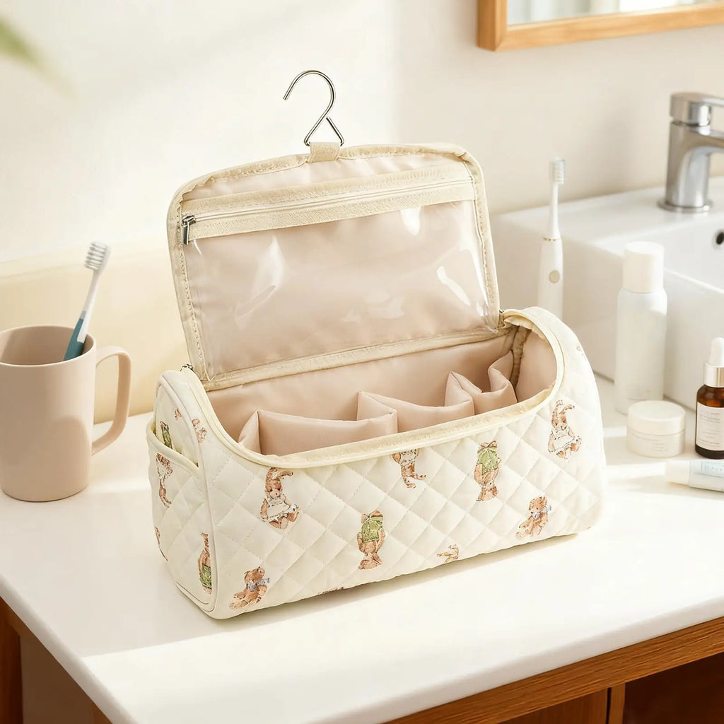 Makeup Bag Large Capacity Portable Cute Pouch Cotton Hair Tool Bag for Travel for Brush Straightener Curler Cosmetics Jewelry Oasis Select