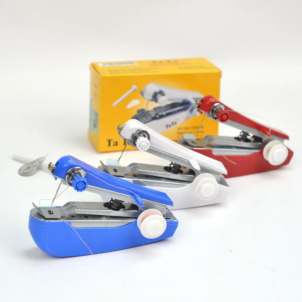 Home Handheld Sewing Machine Portable Outdoor Travel Clothes Fabrics DIY Stitching Sewing Tool Mini Manual Stitch Needlework Mac Oasis Select