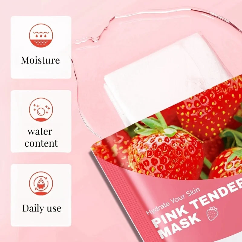 Strawberry Moisturizing Facial Mask – 9 Pc Nourishing Set Facial Sheet Mask Oasis Select