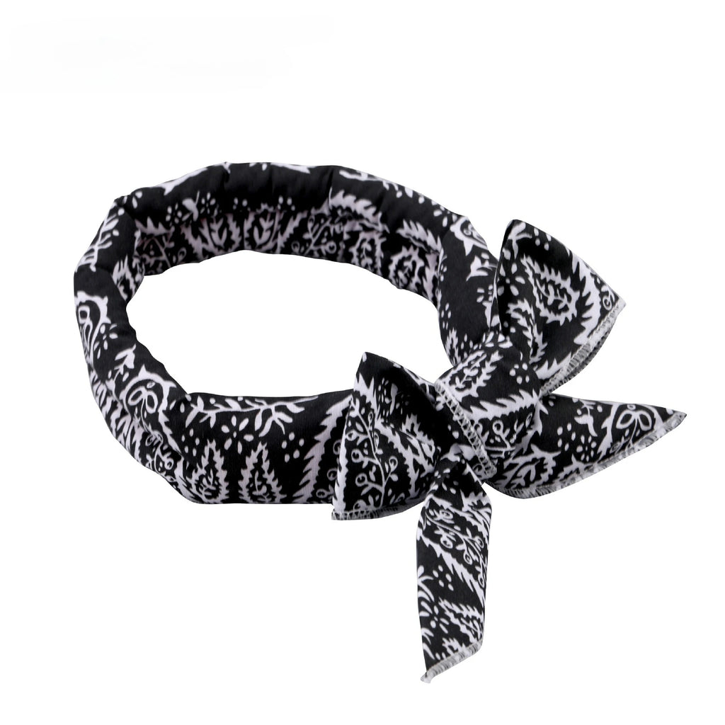 Pet Cooling Scarf Ice Collar for Cats Dogs Summer Heat Relief Outdoor Travel Accessory with Breathable Cartoon Design Oasis Select Black