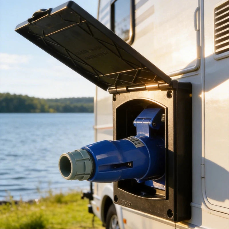 External Flush Hook Up RV External Electrical Socket with Cover 220V-240V 16A Waterproof Plug Socket Apply To Caravan Camper Car Oasis Select