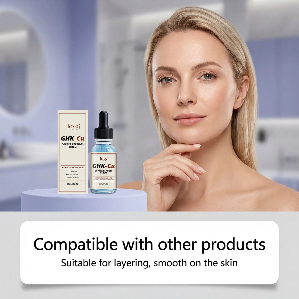 Copper Peptide Serum GHK-Cu Hyaluronic Acid Supports Firm Skin Hydrating Brightening Face Essence Daily Skincare 30/60/120ml Oasis Select