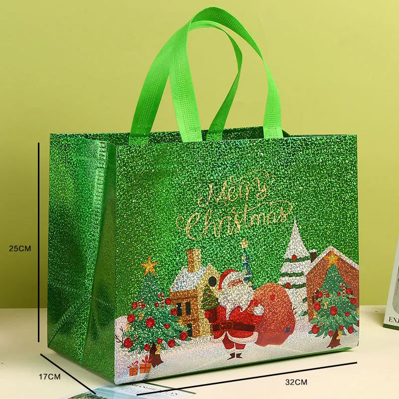 Christmas Non-Woven Tote Gift Bag | Santa & Xmas Tree