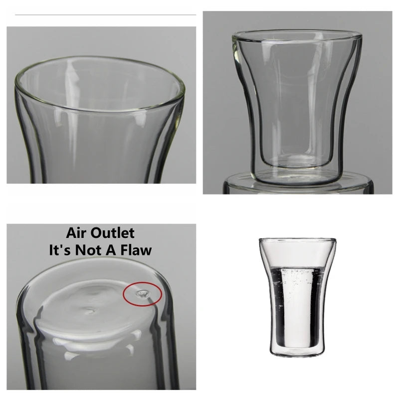 100/200/250ml Double Wall Glass Cup Durable Heat Resistant Beer Wine Cocktail Thermal Tea Milk Drink Mug for Home Coffee Cup Oasis Select