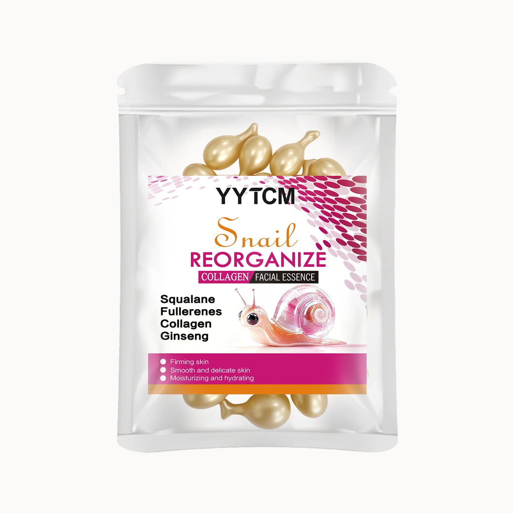 Snail Recombinant Collagen Essence Capsules, Moisturizing and Firming Essence, Smoothens Skin, Contains Squalane, Ginseng Extract, Deeply Hydrates (0.34Gx30 Capsules)/Bag-1 Bag Oasis Select 1 Bag