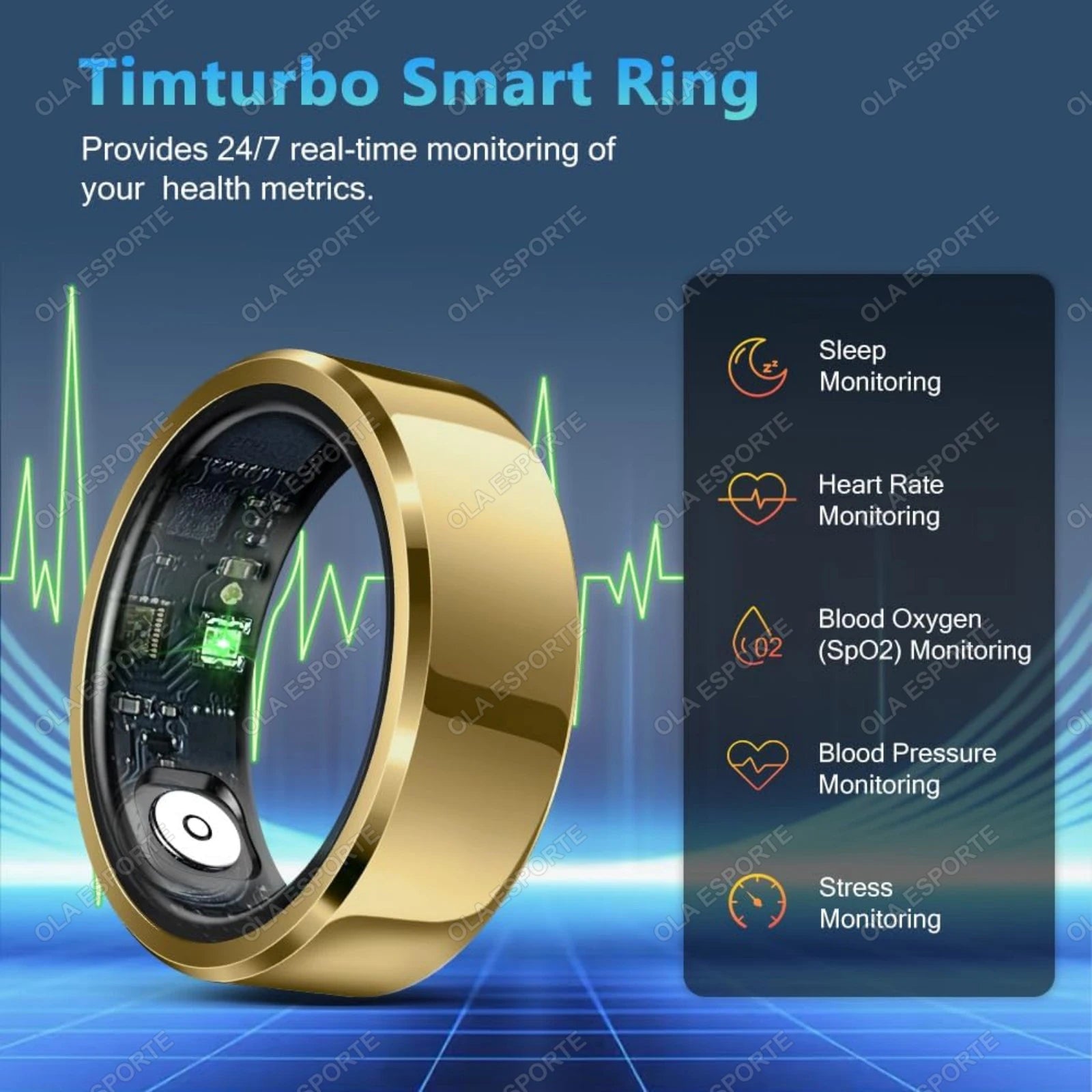 Ola Esporte Smart Ring – Heart Rate, Sleep & SpO2 Monitor