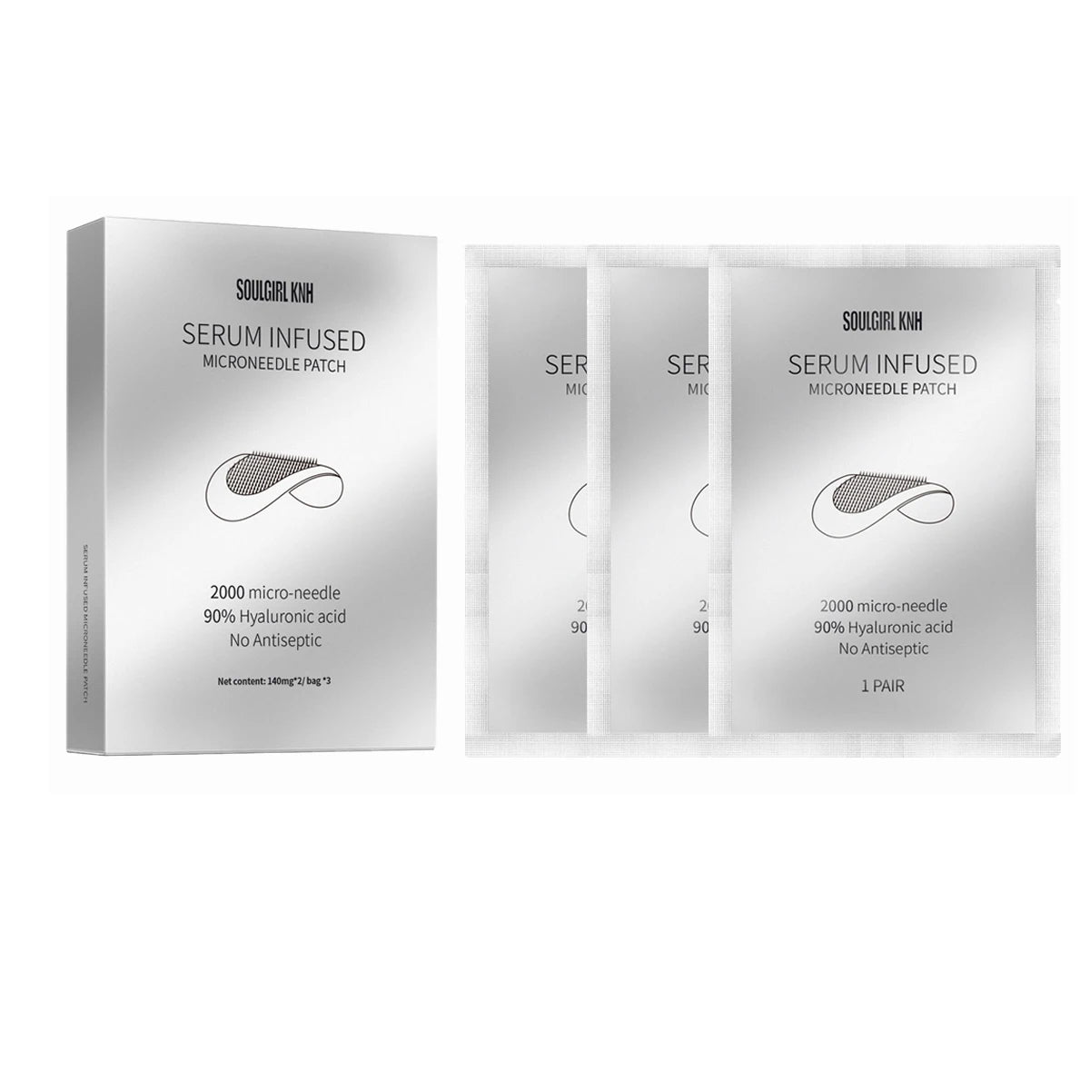 Hyaluronic Acid Microneedle Eye Patches – 3 Pairs, Hydrating
