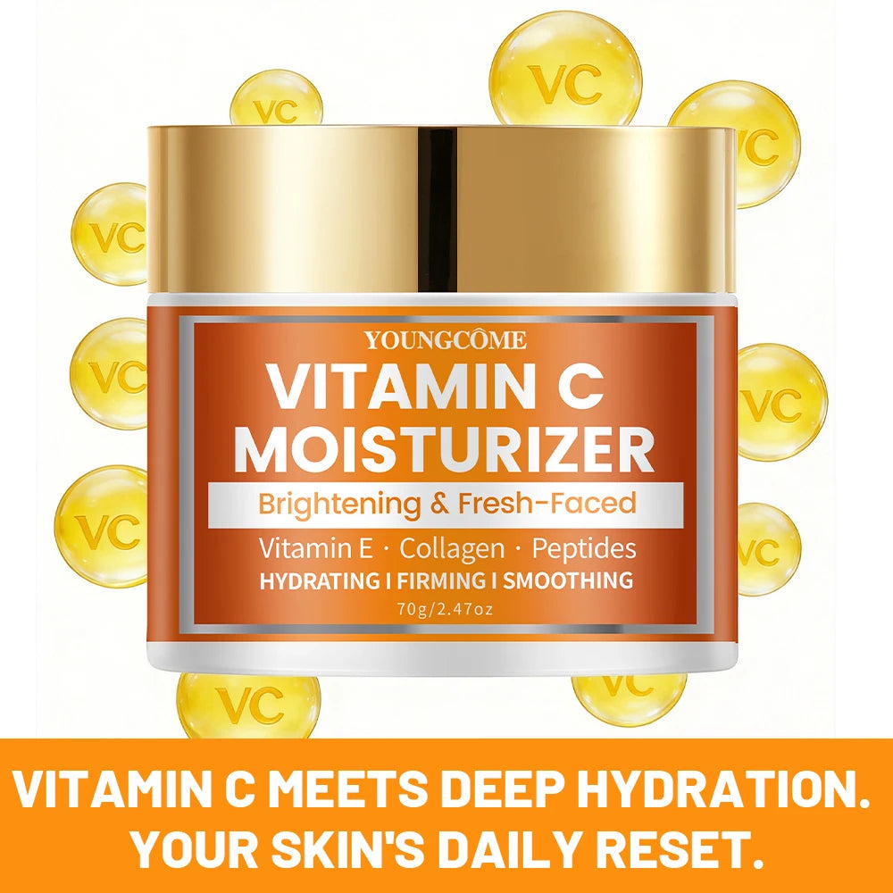 YOUNGCOME Vitamin C Moisturizer with Collagen Peptides Hydrating Firming Smoothing Non-Greasy Daily Cream for Healthy Glow Oasis Select
