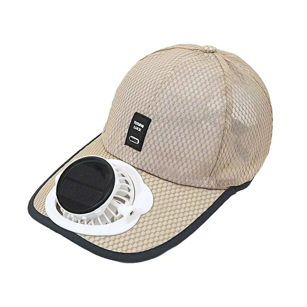 Summer Breathable Mesh Cap Solar Fan Cap Outdoor Leisure Sun Shading And Sun Protection Baseball Cap New USB Fan Cap Oasis Select Khaki
