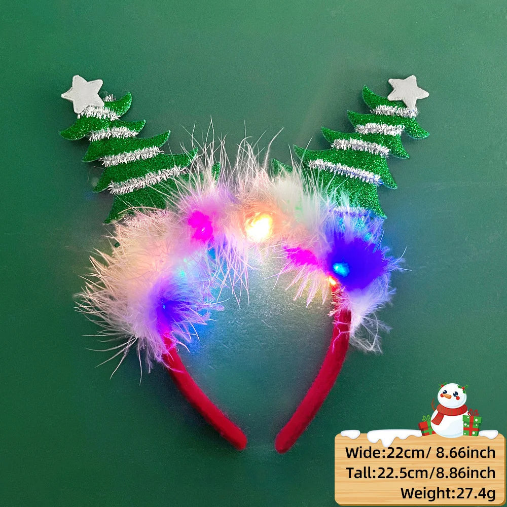 LED Christmas Feather Glow Headband – Kids Party Costume