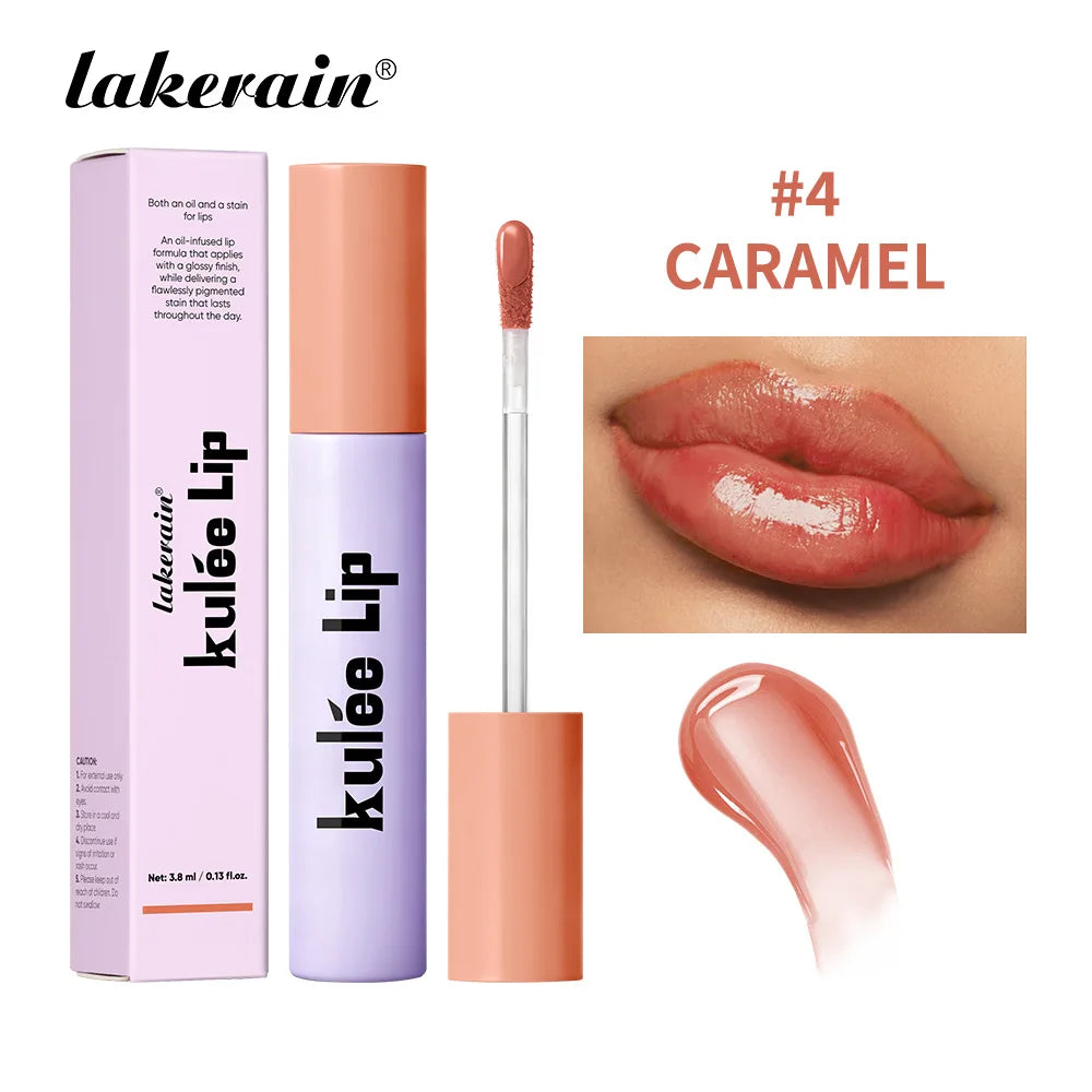 Lakerain Kulfée Lip Oil Long-lasting Moisturizing 9 Color Lip Gloss Non-Sticky Smooth Glide Deep Hydrating Lips Beauty Makeup Oasis Select Caramel