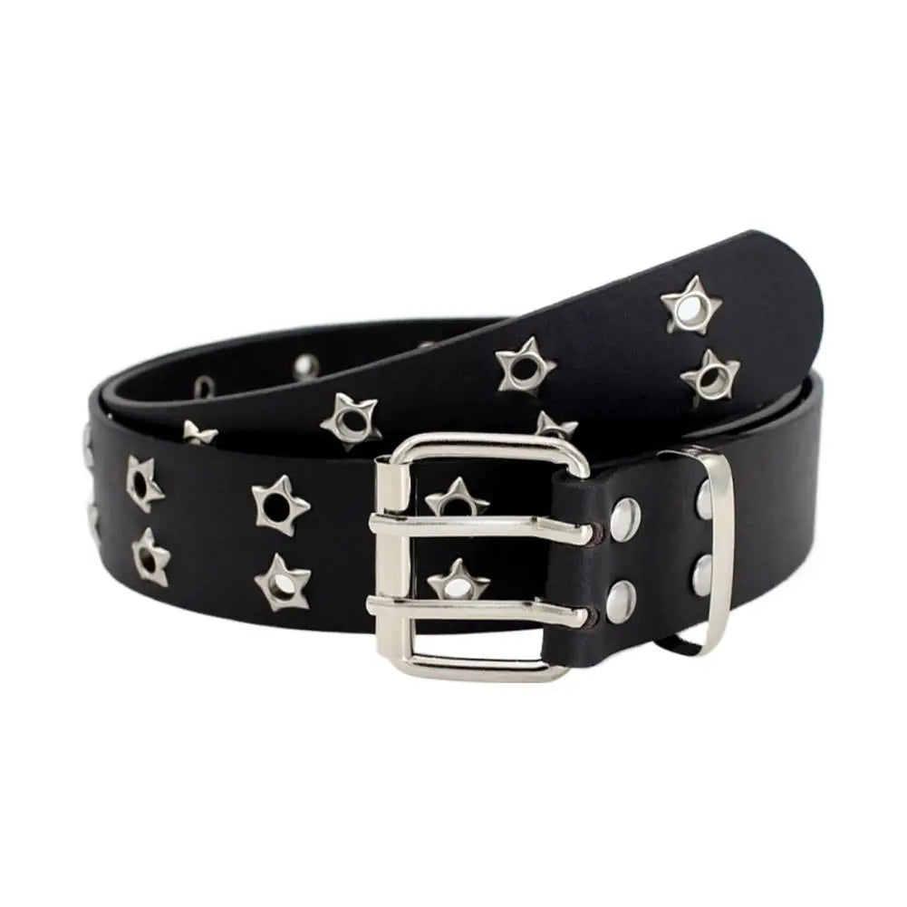 Y2K Punk Rivet Star Belt – Gothic PU Waistband for Jeans & Skirts