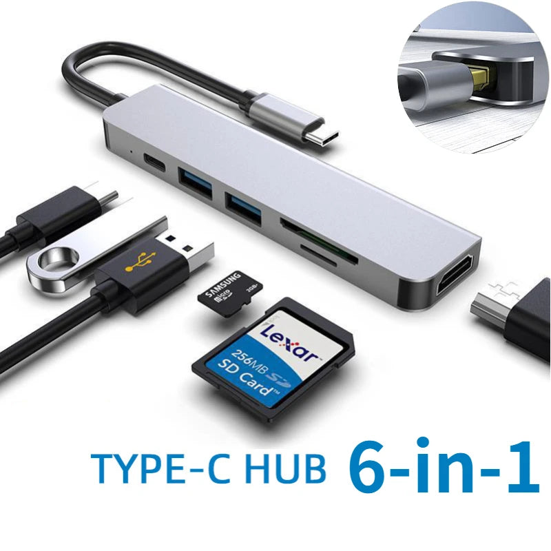 USB 3.0 Type-C Hub To HDMI Adapter 4K 30HZ SD TF Card PD 87W Fast Charge Splitter USB Docking Stations Hub for MacBook Compute Oasis Select