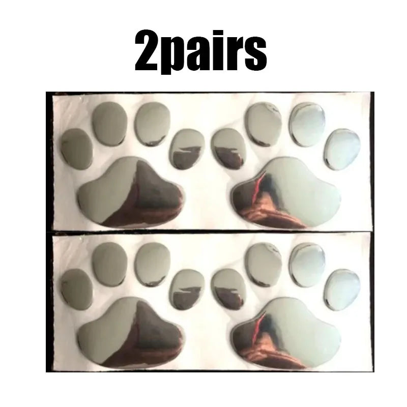 1/2/4pairs Car 3D Stereo Footprint Car Stickers Creative Dog Paw Body Stickers Soft Electric Car Footprint Personalized Stickers Oasis Select 2pairs silver