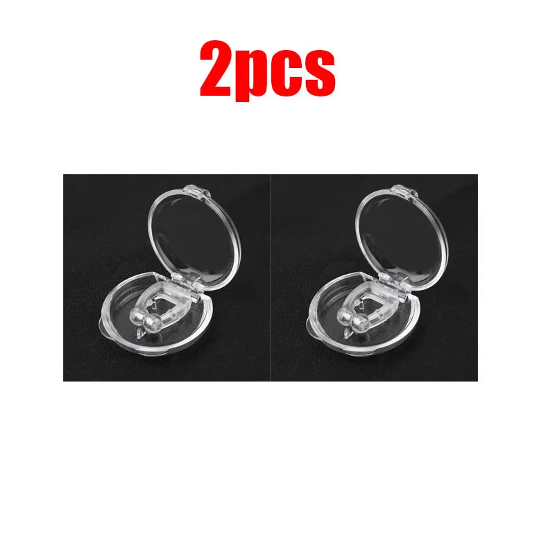 2/8/12pcs Portable Silicone Anti Snoring Device Nose Clip Magnetic Sleep Tray Sleeping Aid Improve Sleeping Breathe Apnea Guard Oasis Select 2pcs