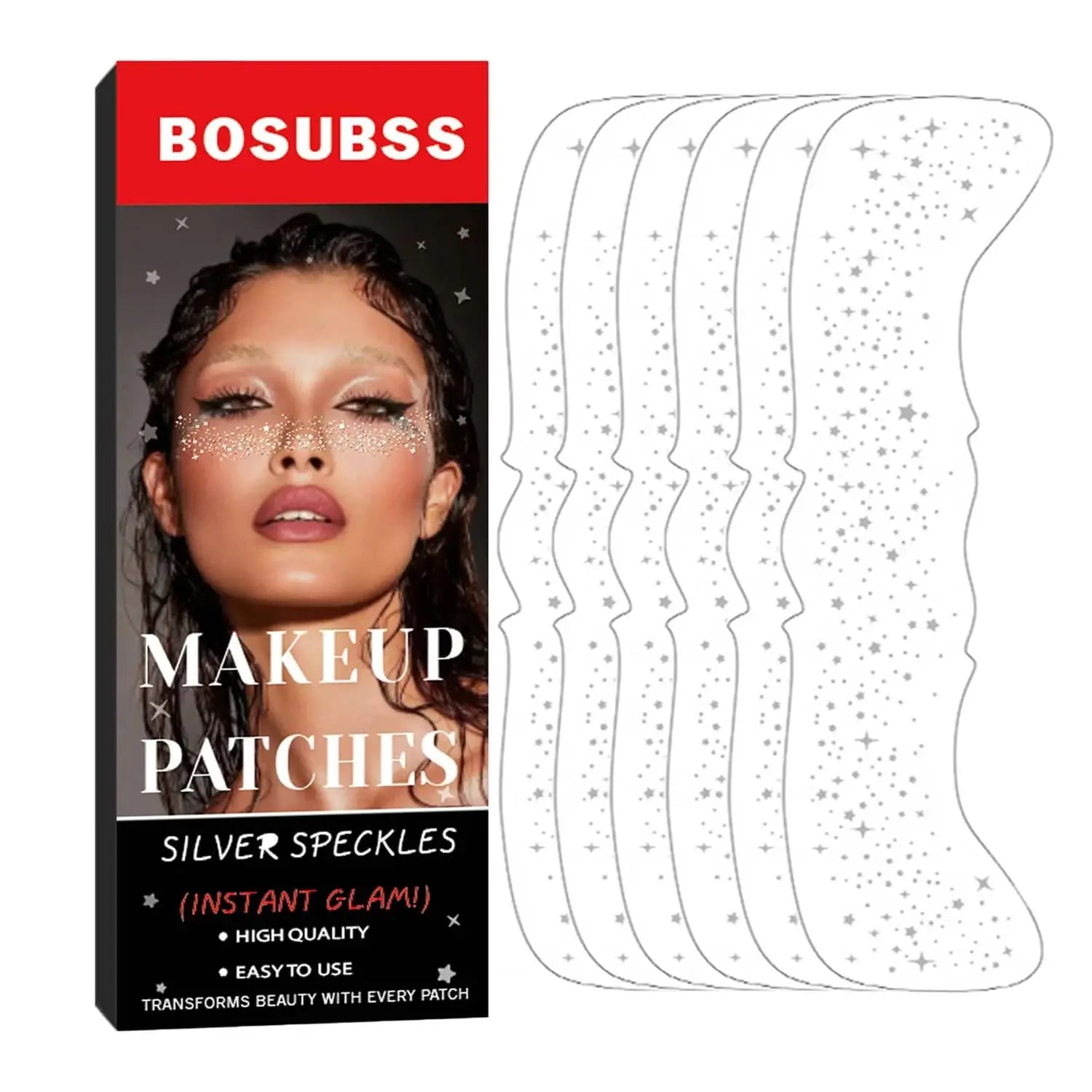 6/3 pieces/set - Gold/Silver Star Flashpoint Tattoo Stickers Facial Stickers Easy to Apply Natural Freckle Makeup Oasis Select 6pcs