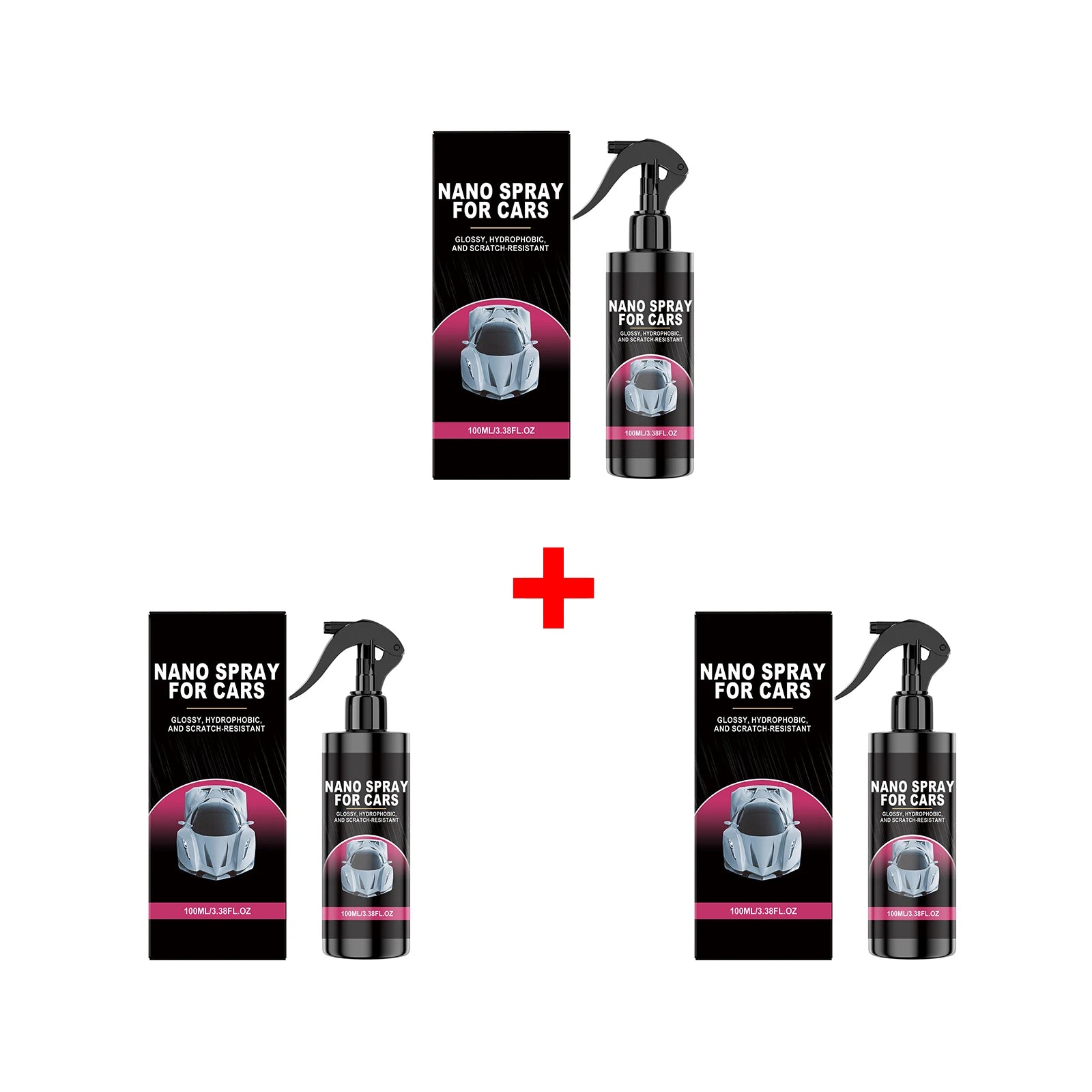 Nano Coating Spray for Car Glossy Hydrophobic & Scratch-Resistant Coating Spray Auto Paint Restorer & Protector Car Care Oasis Select 3pcs